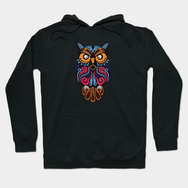 Moody Owl Artistic Design Hoodie by Krapka Designs